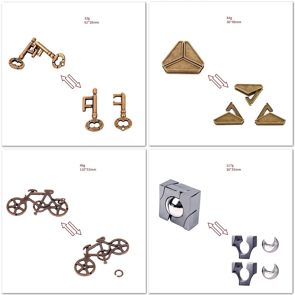 클래식 IQ 금속 두뇌 티저 잠금 퍼즐, 매직 배플링 퍼즐 게임 장난감, 어린이 성인용 재미있는 선물, 금속 퍼즐