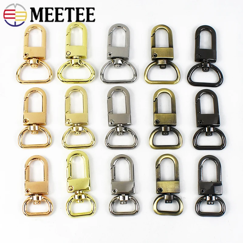 10/30Pcs Metal Strap Buckles D Tail Handbag Swivel Trigger Clasp Webbing Buckle Clip Hook Meetee Hardware Accessories 13/16/19mm