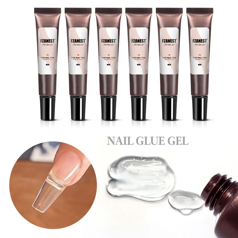 FZANEST Nail Tips Glue Gel 20g Nail Tips Gel Clear Transparent Nail Gel Soak Off UV LED Nail Art Gel Varnish Function Gel