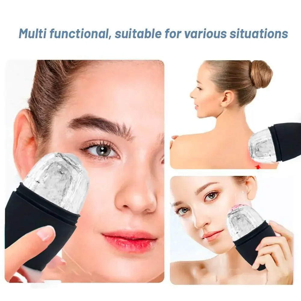 Rouleau à glace rose pour massage du visage, outil lifting de la peau, plateaux en silicone, sacs pour les yeux