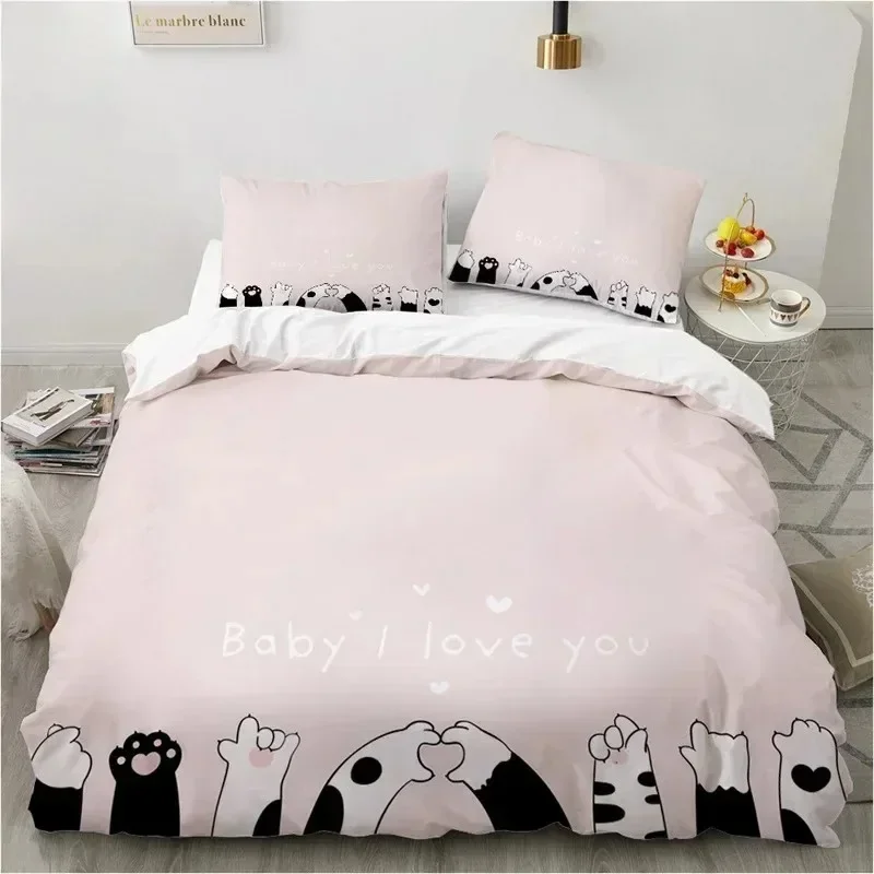 

Cute Cartoon Animals Pink Toddler Funny Cat 3D NEW Duvet Cover Pillowcase Bedding Set Adult Boy Girl Bedroom Single Double Large