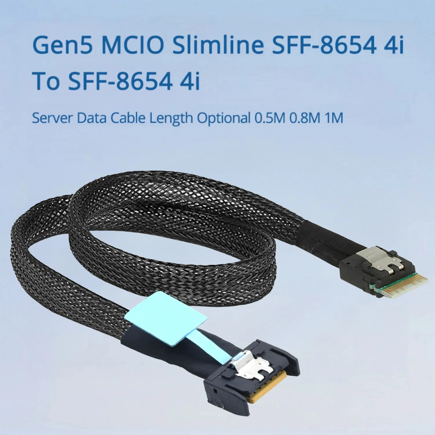 

Gen5 PCIe PCI Express 5.0 MCIO Slimline SFF-8654 4i To SFF-8654 4i Braided Cord Wire - Server Data Connection Cable 0.5M 0.8M 1M