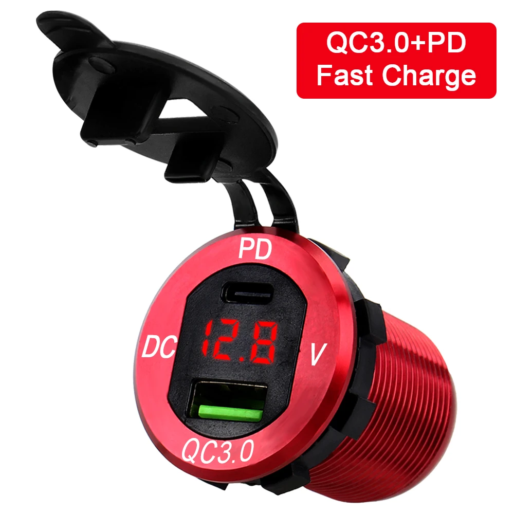 PD Typ-C QC3.0 USB 40W 12-24V für Auto RV LKW Motorrad Yacht Ladegerät Buchse