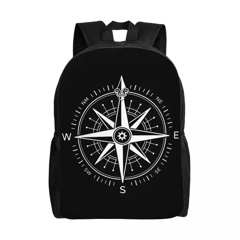 Personalized Vintage Nautical Compass Backpacks Women Men Casual Bookbag for College School Captain Anchor Boat Bags