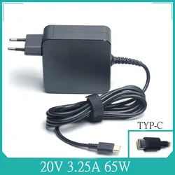 Adaptador de corriente para portátil Lenovo Thinkpad X1 Carbon Yoga X270, X280, T580, P51, P52s, E480, E470, S2, USB tipo C, 20V, 3.25A, 65W