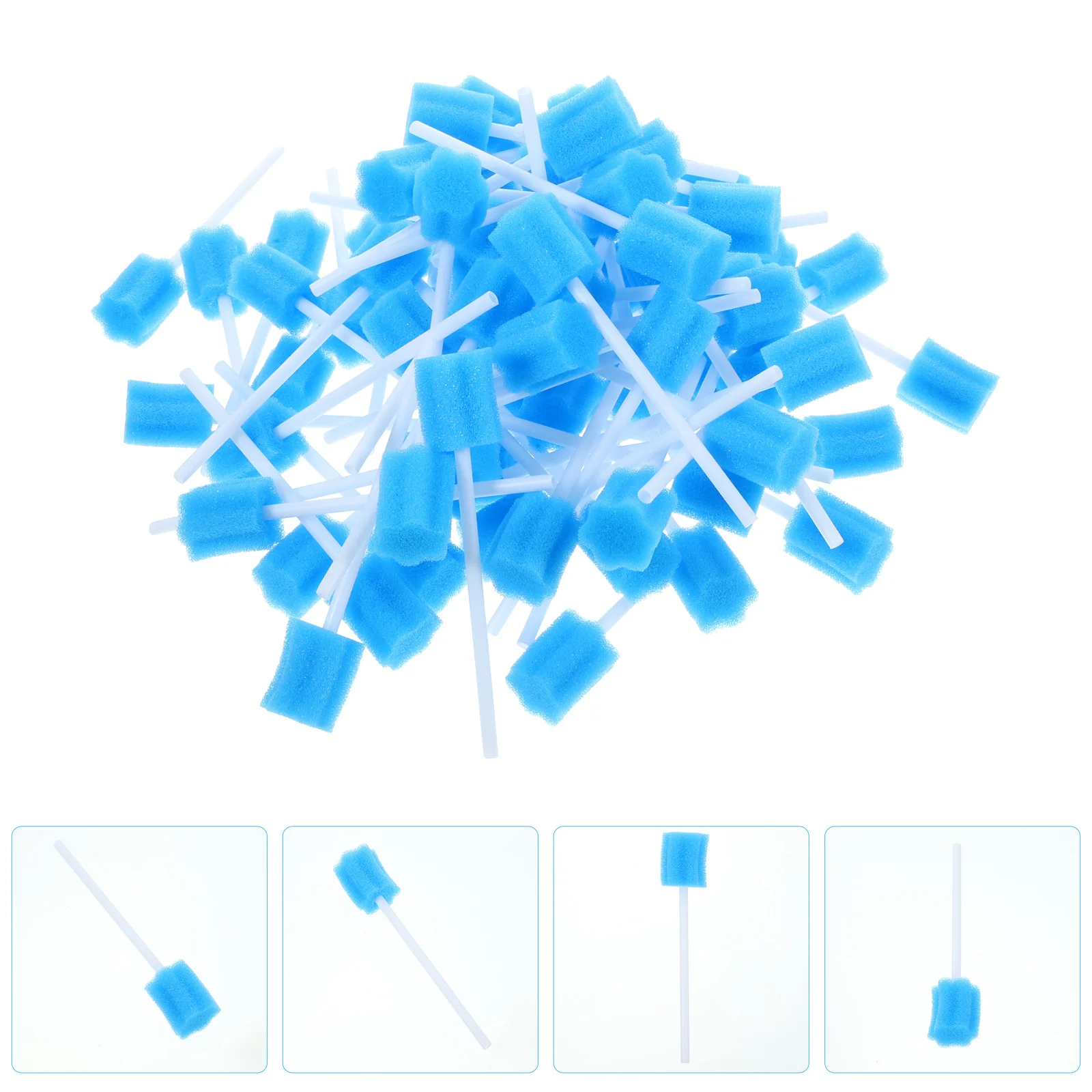 Healifty Bicarbonate Gum 100Pcs Disposable Oral Cares Sponge Tooth Shape Cleaning Swab Mouth Gum