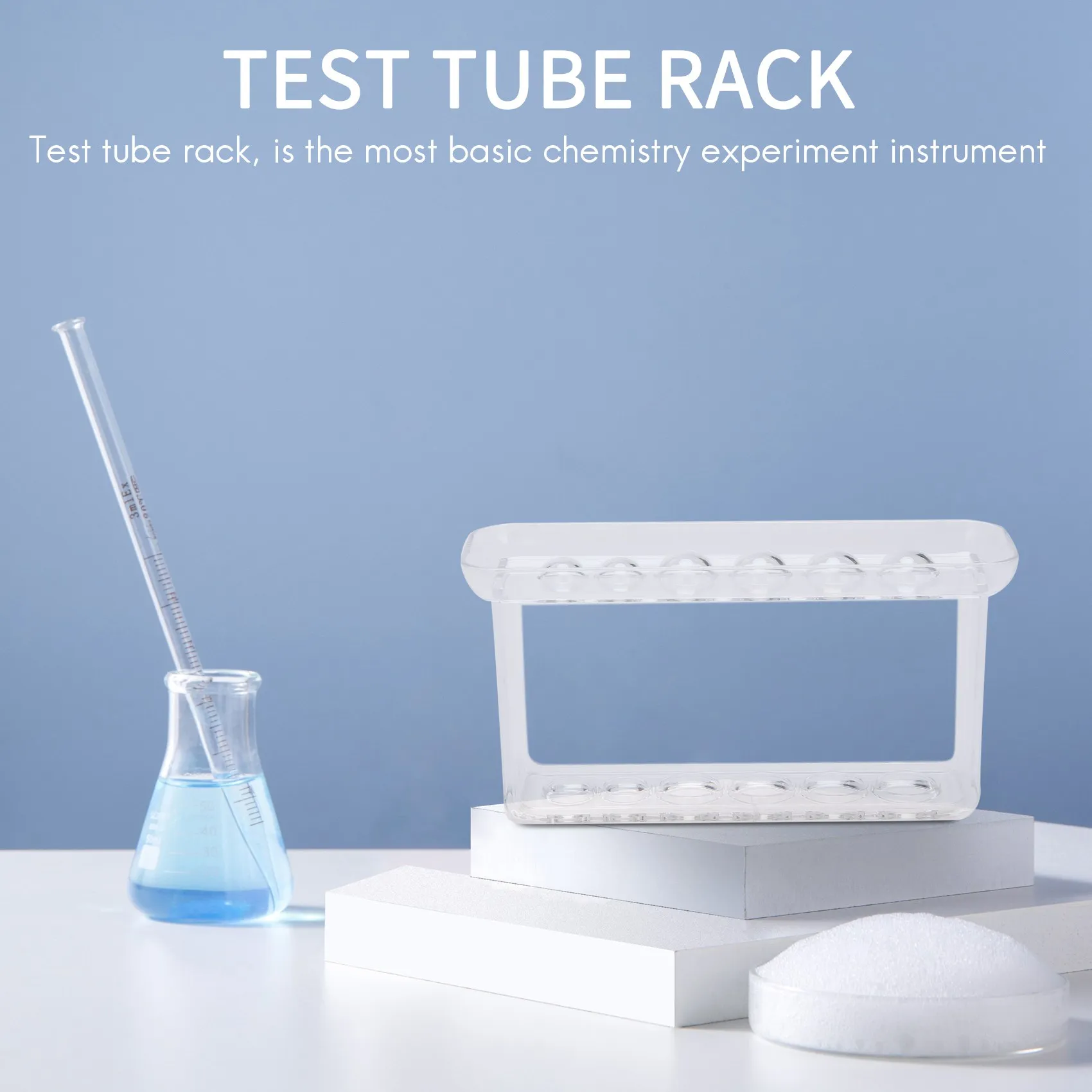 Plastic Clear Test Tube Rack 6 Holes Stand Lab Test Tube Stand Shelf School Supply Lab Equipment 16.7X8X3 Cm