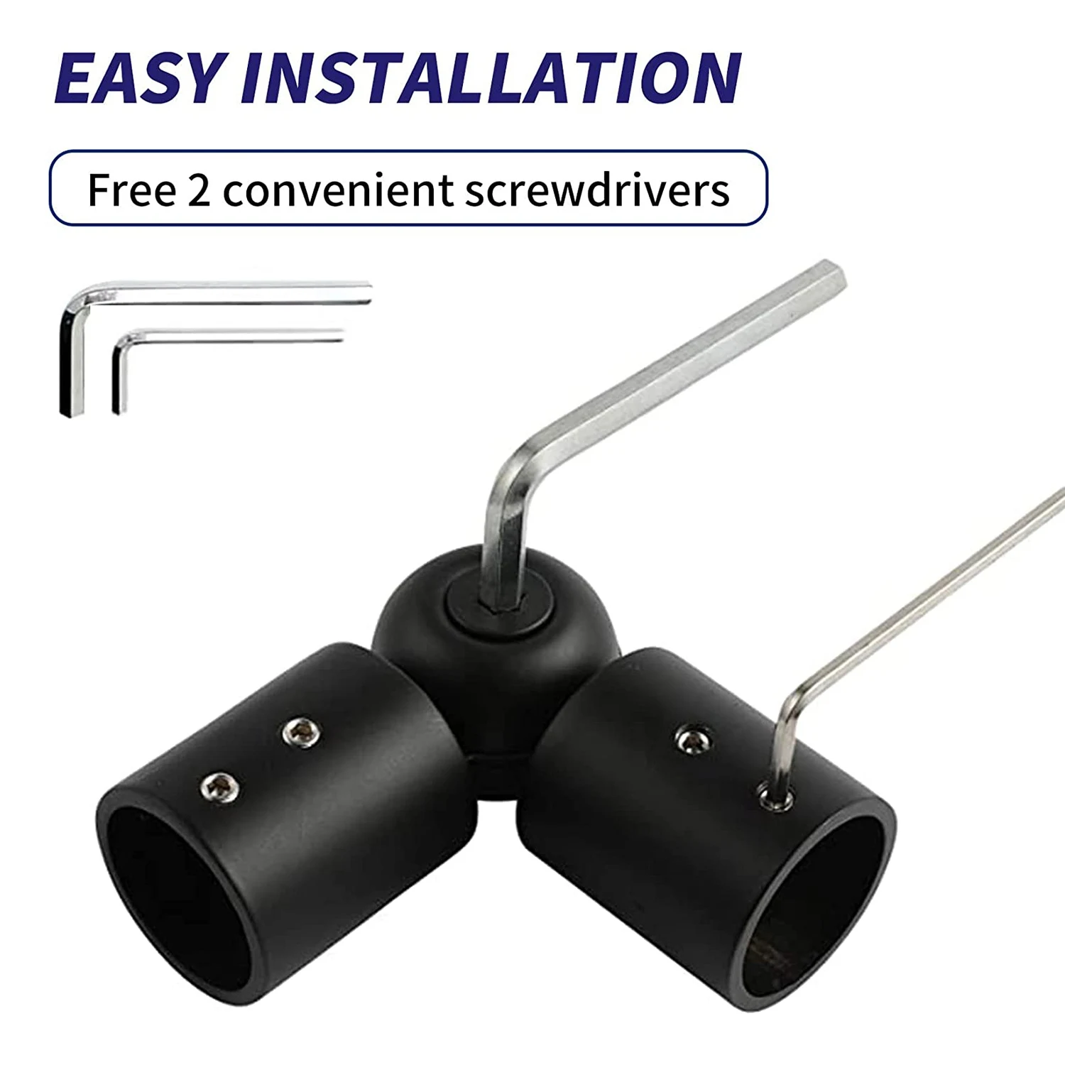 AEE3-2PCS Curtain Rods Corner Connector, Adjustable Curtain Rod Corner Connector For 1 Inch Bay Window Curtain Rods