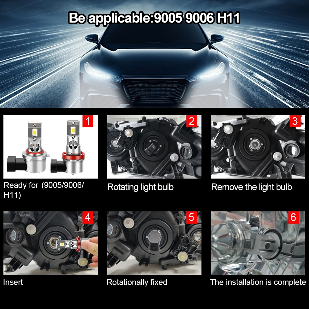 Roadsun For Triumph Rocket III 2004 2005 2006 2007 2008-2014 Motorcycle LED Headlight Bulb Hi/Lo Moto Motorbike Headlamp Ampoule view 6