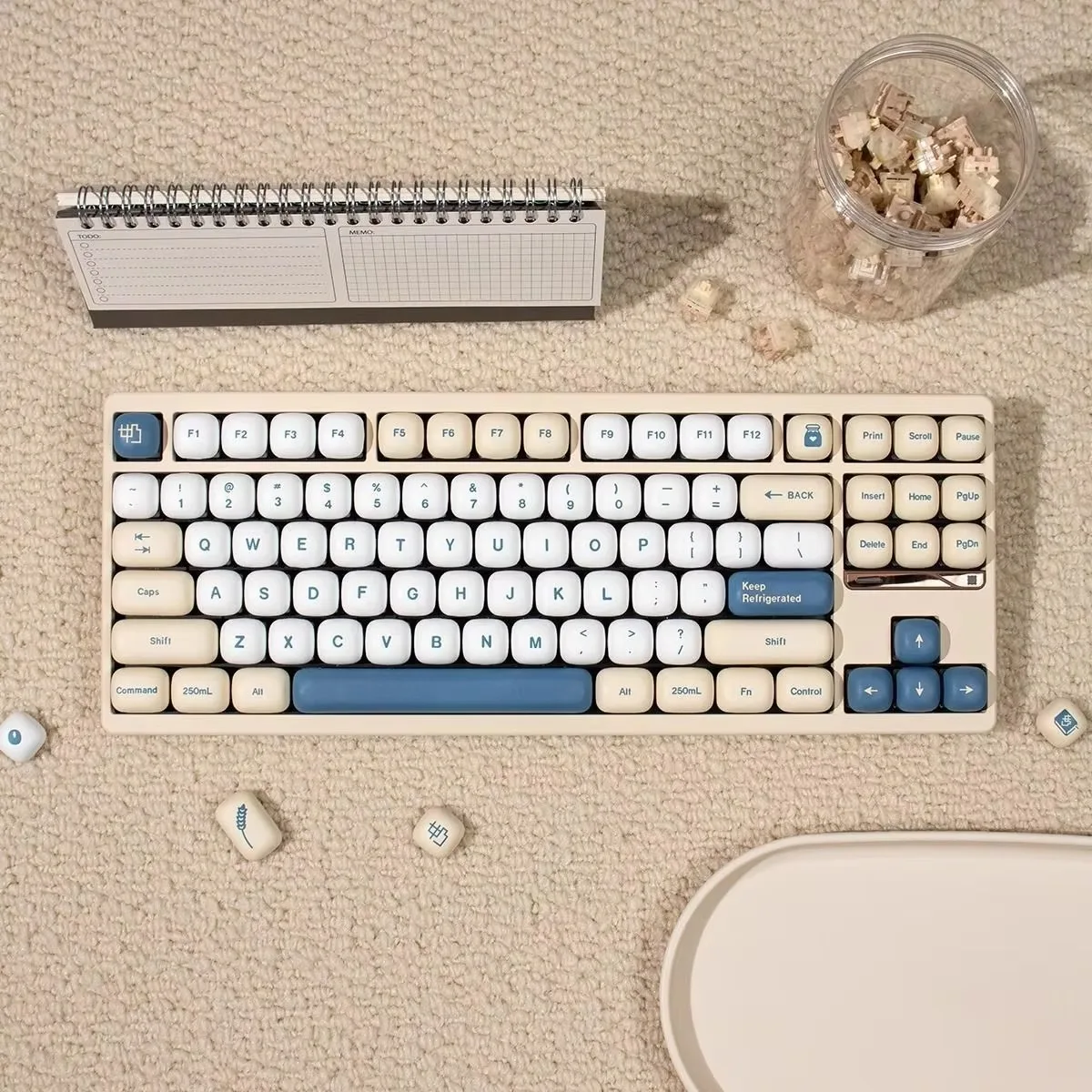 MOG soy milk magnetic axis mechanical keyboard keycap round and cute PBT hot sublimation adaptation Wooting Made68 etc
