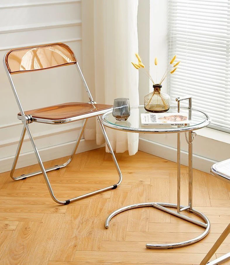 Modern Simple Acrylic Transparent Folding Chair Portable Dining Leisure Chair for Home Living Room Balcony