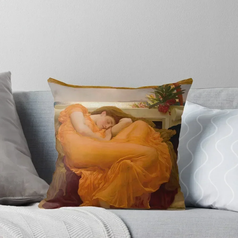 Flaming June - Frederic Leighton, 1st Baron Leighton Throw Pillow Pillowcases Bed Cushions Luxury Cushion Cover pillow