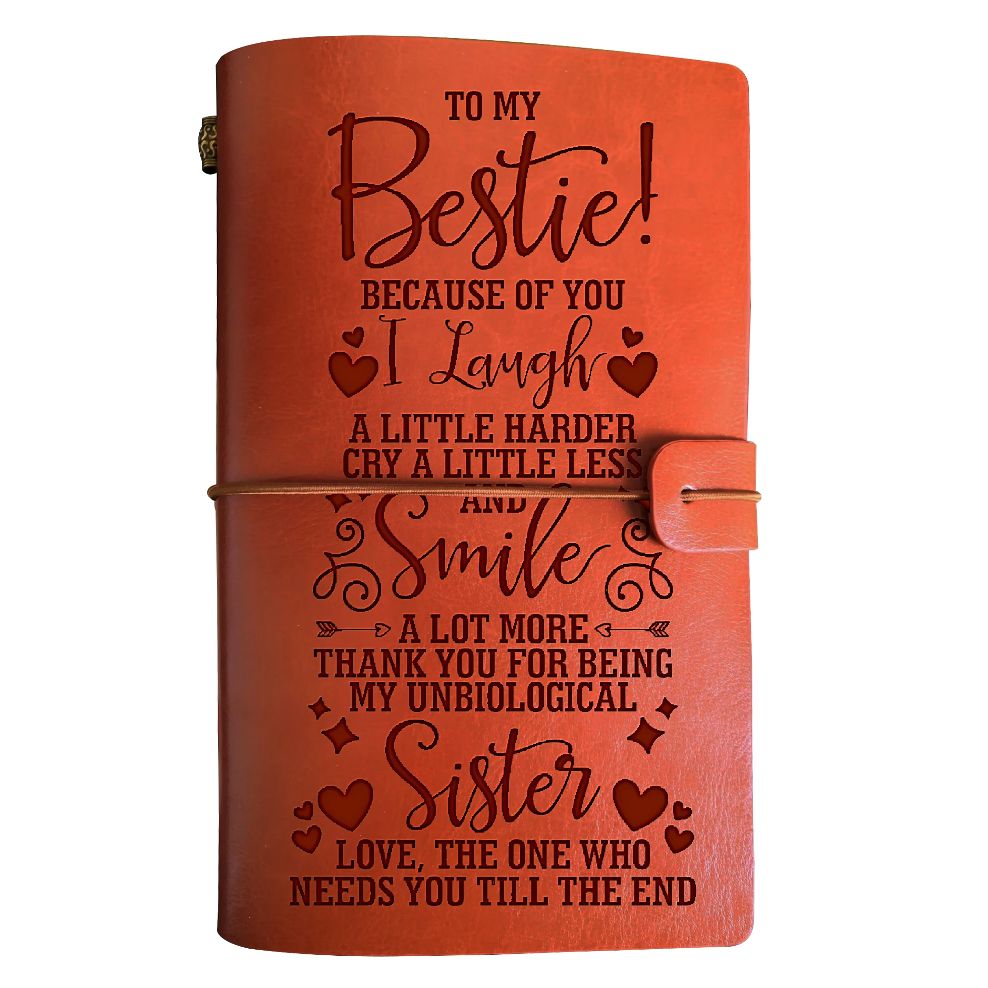 To My Bestie Leather Travel Notebook Retro Refillable Journal Personalized Book Sketch Diary Carved Engraved Gifts For Bestie