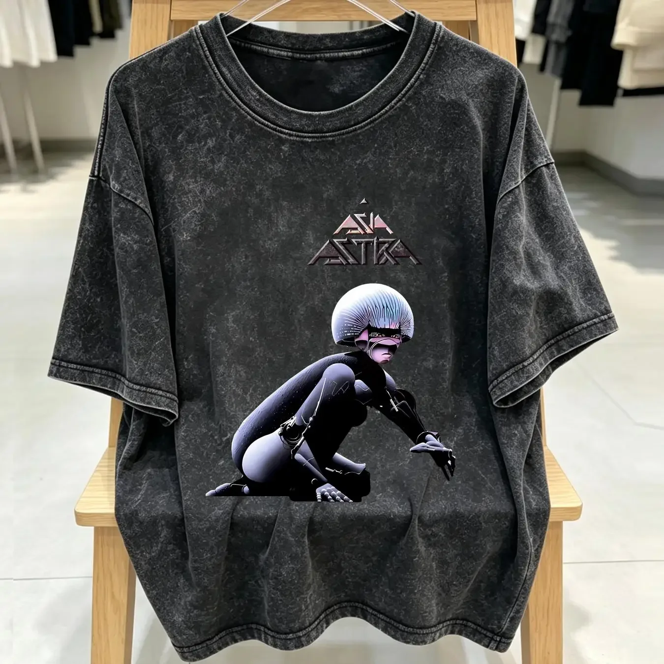 washed T Shirt Cotton Astra Rock Music Asia Go Geoff Downes John Wetton Mandy Meyer vintage Washed Breathable Slightly Casual