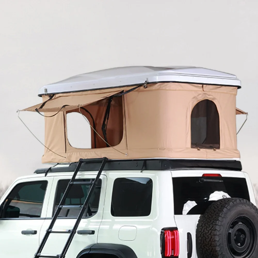 

Automatic Rooftop Tent Durable 4-Sided Window With Sturdy Aluminium Roof Top Pop-Up Triangle Hard Shell For Camping
