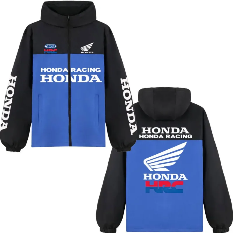 

Honda Racing Print Men's Zipper Jacket Waterproof Windbreaker Motorcycle Riding Street Gear Fashionable Outdoor Sports Top