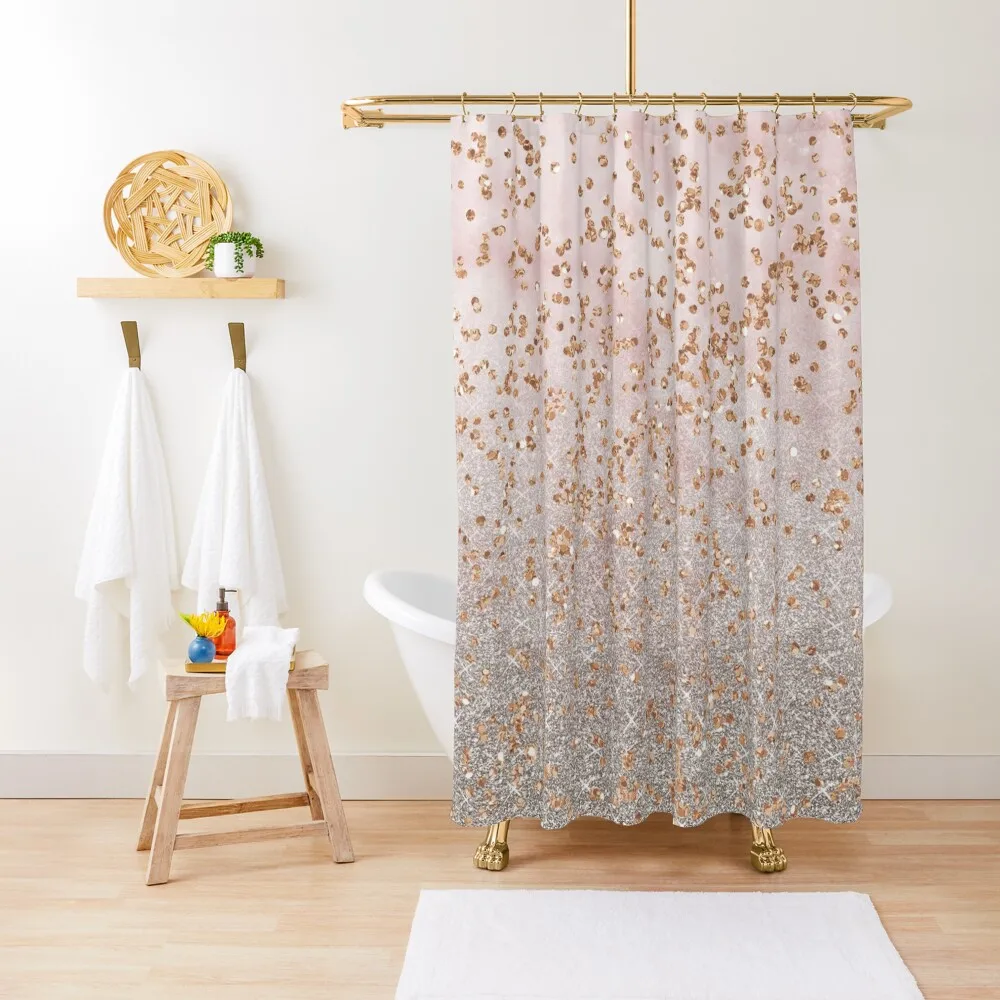 

Mixed rose gold glitter gradients Shower Curtain For The Bathroom Washable Waterproof Fabric Shower Cute Shower Curtain