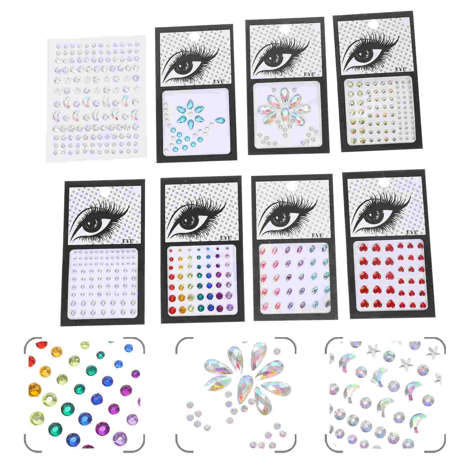 

Facial Rhinestone Stickers Face Gems Decals Jewels Rhinestones for Makeup Eyebrow