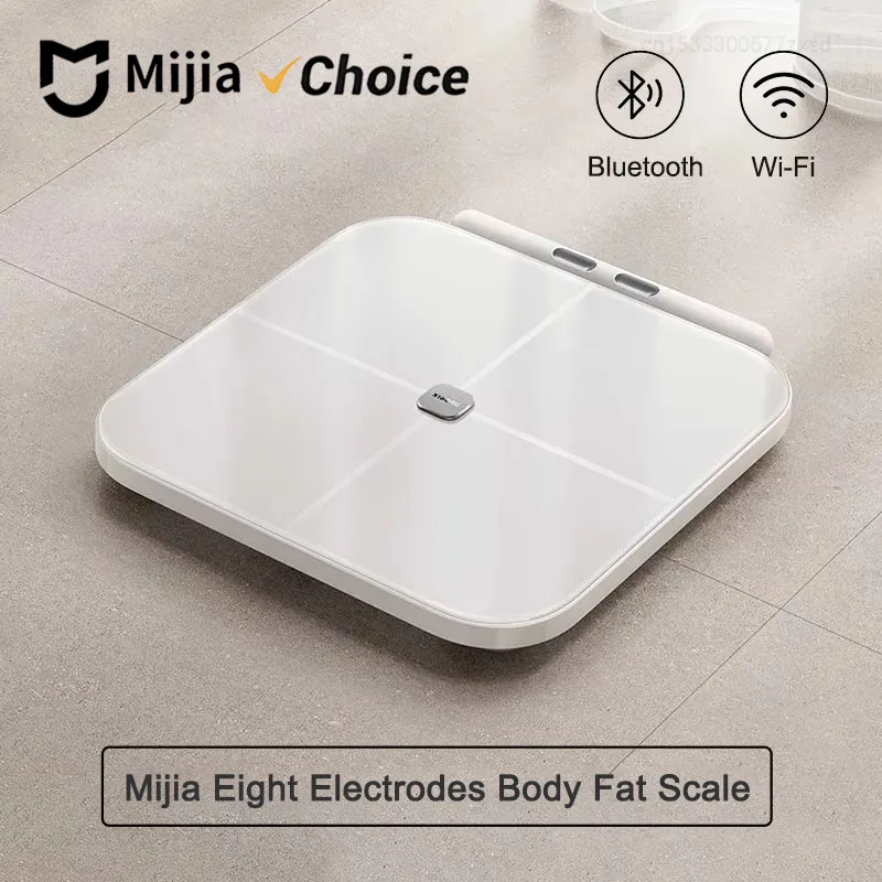 

Умные весы Mijia с восемью электродами для измерения жира в организме, двухдиапазонным датчиком пульса, многофункциональные, с Wi-Fi и Bluetooth, дистанционное управление, до 150 кг
