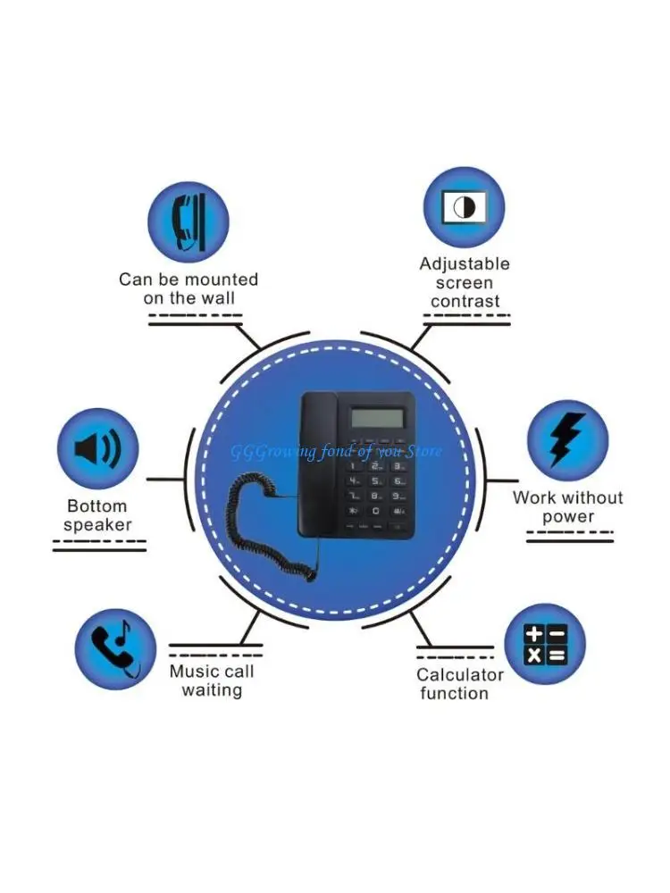 H9EB Desktop Corded Landline Phone VTC-500 LCD Display Fixed Telephone Big Button for Elderly Seniors Phone for Home Elderly