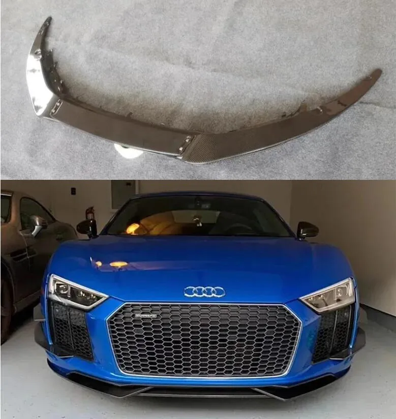 

For Audi R8 2016-2021REAL CARBON FIBER Front BUMPER LIP SPOILER LIP WIND KNFE Body KIT COVER