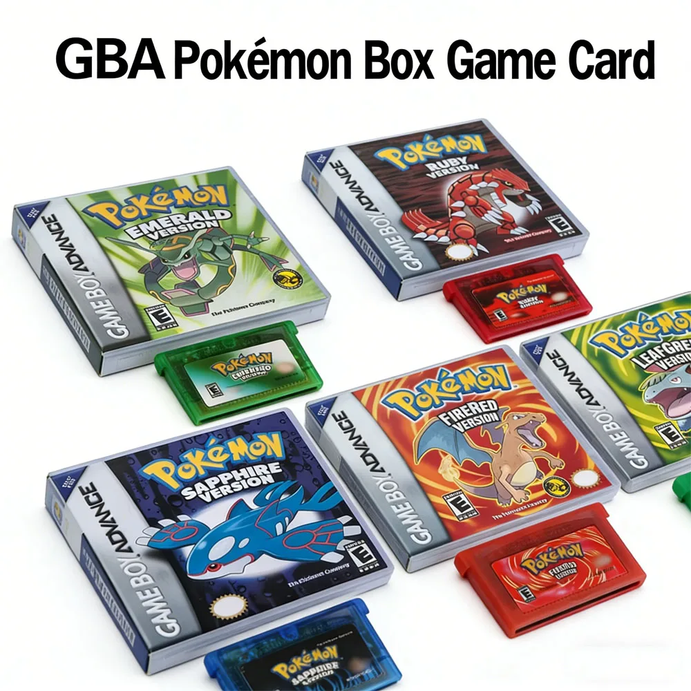 NOVO Jogo da Série Pokémon Emerald FireRed Leafgreen Ruby Sapphire em 5 Versões GBA em Caixa para Cartucho de Videogame de 32 Bits Sem Manual
