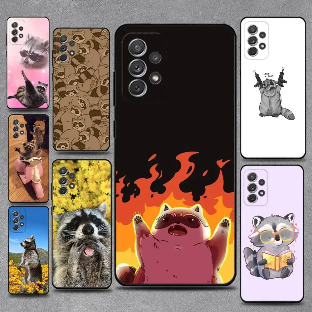 

Cute Raccoon Phone Case For Samsung S25,S24,S21,S22,S23,S30,Ultra,S20,Plus,Fe,Lite,Note,10,9,5G Black Cover