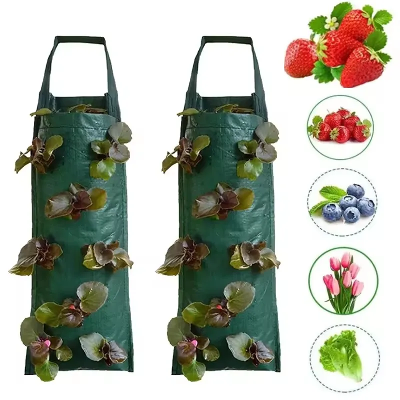 Hanging Grow Bag Strawberry Flower Planter Pots Vertical Garden Vegetable Planting Pots Indoor Outdoor Garden Accessories