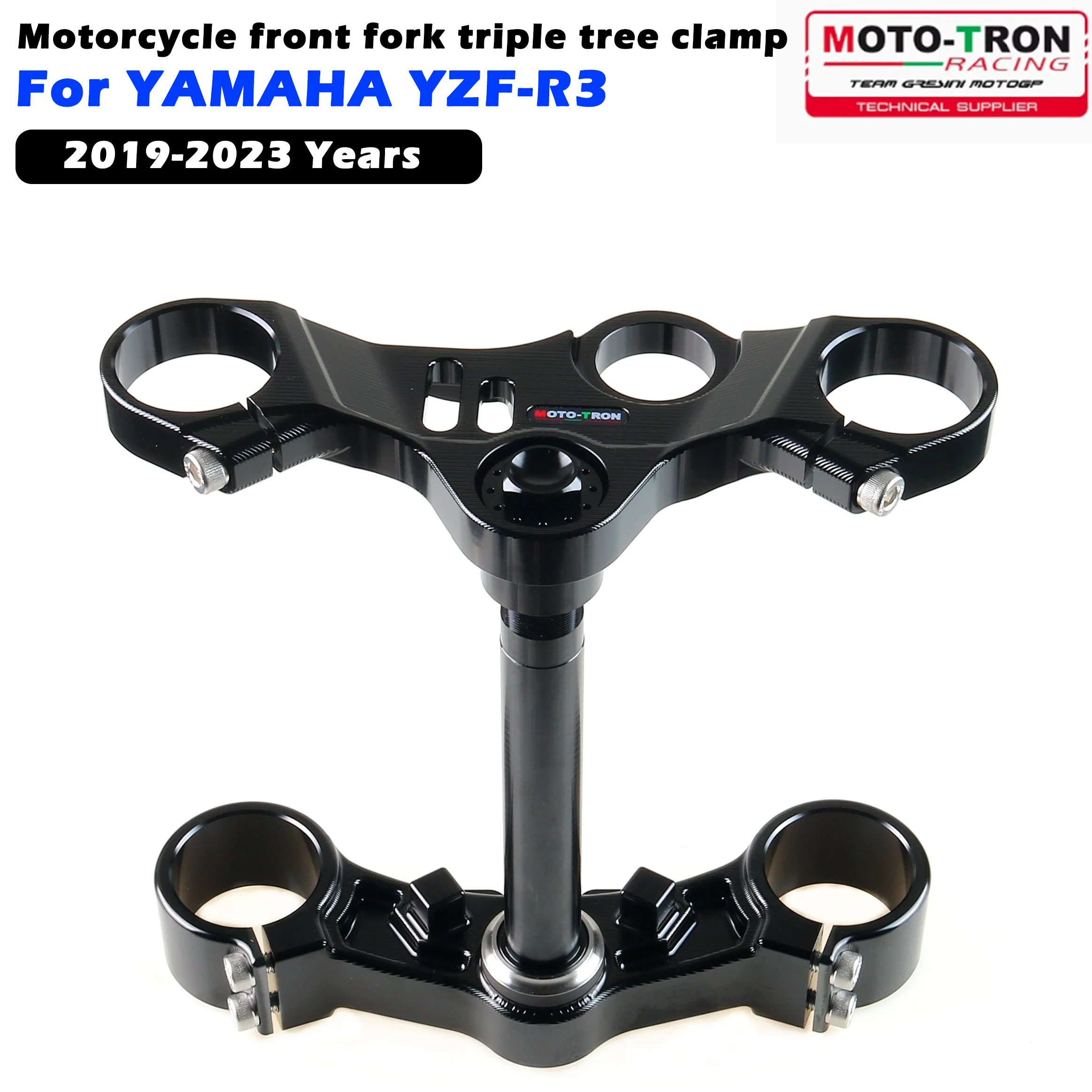 MOTO-TRON Motorcycle Front Fork Lowering Triple Tree Front End Upper Top Clamp triple tree clamp For Yamaha YZF R3 2019-2023