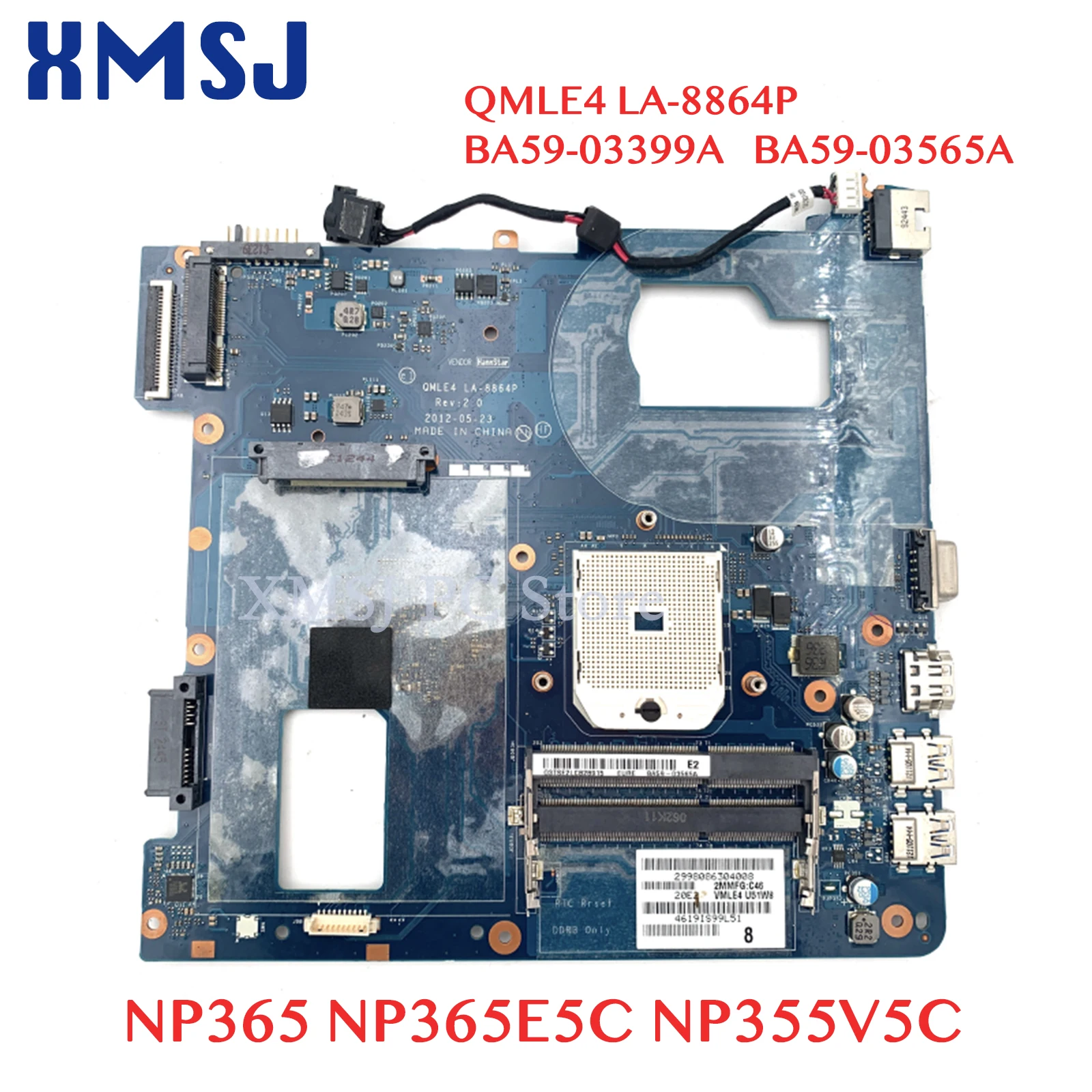 XMSJ For Samsung NP365 NP365E5C NP355V5C QMLE4 LA-8864P BA59-03399A BA59-03565A MAIN BOARDLaptop Motherboard DDR3 1 Order