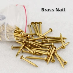 10/20/50100pcs Dia 1.2mm 1.5mm 2mm 2.8mm Pure Copper Brass Small Mini Round Head Nail for Furniture Hinge Drum Jewelry Chest Box
