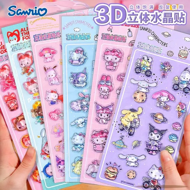 

4Pcs Sanrio Hello Kitty Cinnamoroll Kuromi Three-Dimensional Relief Sticker Diy Phone Case Notebook Water Cup Girl Holiday Gift