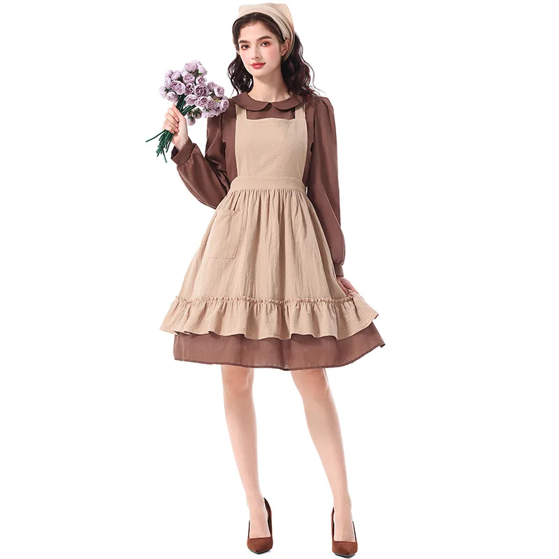 

Adult Cinderella Maid Dress Cosplay Costume Sweetie Country Farm Long Sleeve Maid Dress French Manor Maid Gardener Party Outfit