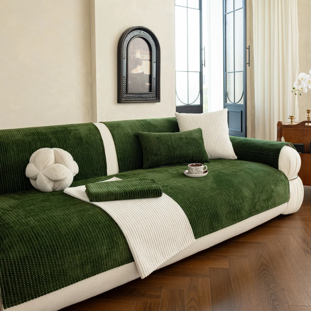 Stripe Jacquard Chenille Sofa Slipcover Universal Non-Slip, Pet-Friendly Couch Cover for All Seasons Fits Single to Four-Seater