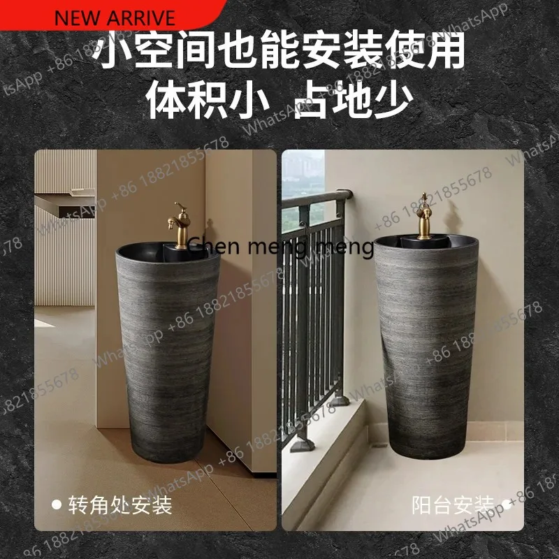 

Wash Basin Retro Pedestal Washbasin Pedestal Basin One-Piece Floor-Mounted Bathroom Sink GN465TB