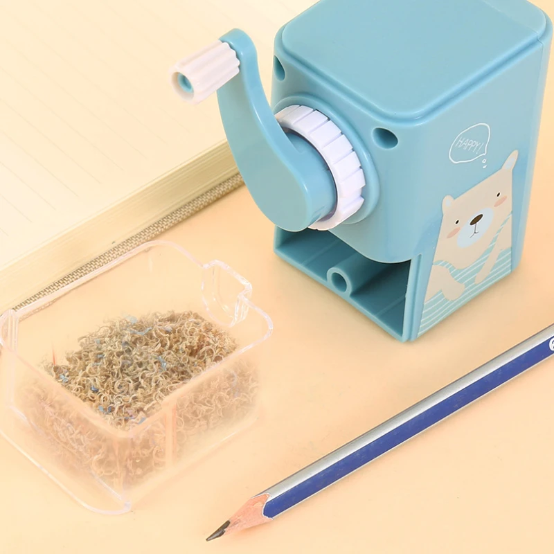 Cartoon Bear Hand-cranked Pencil Sharpener for Elementary School Students Pen Turner Pencil Sharpener Automatic Sharpeners