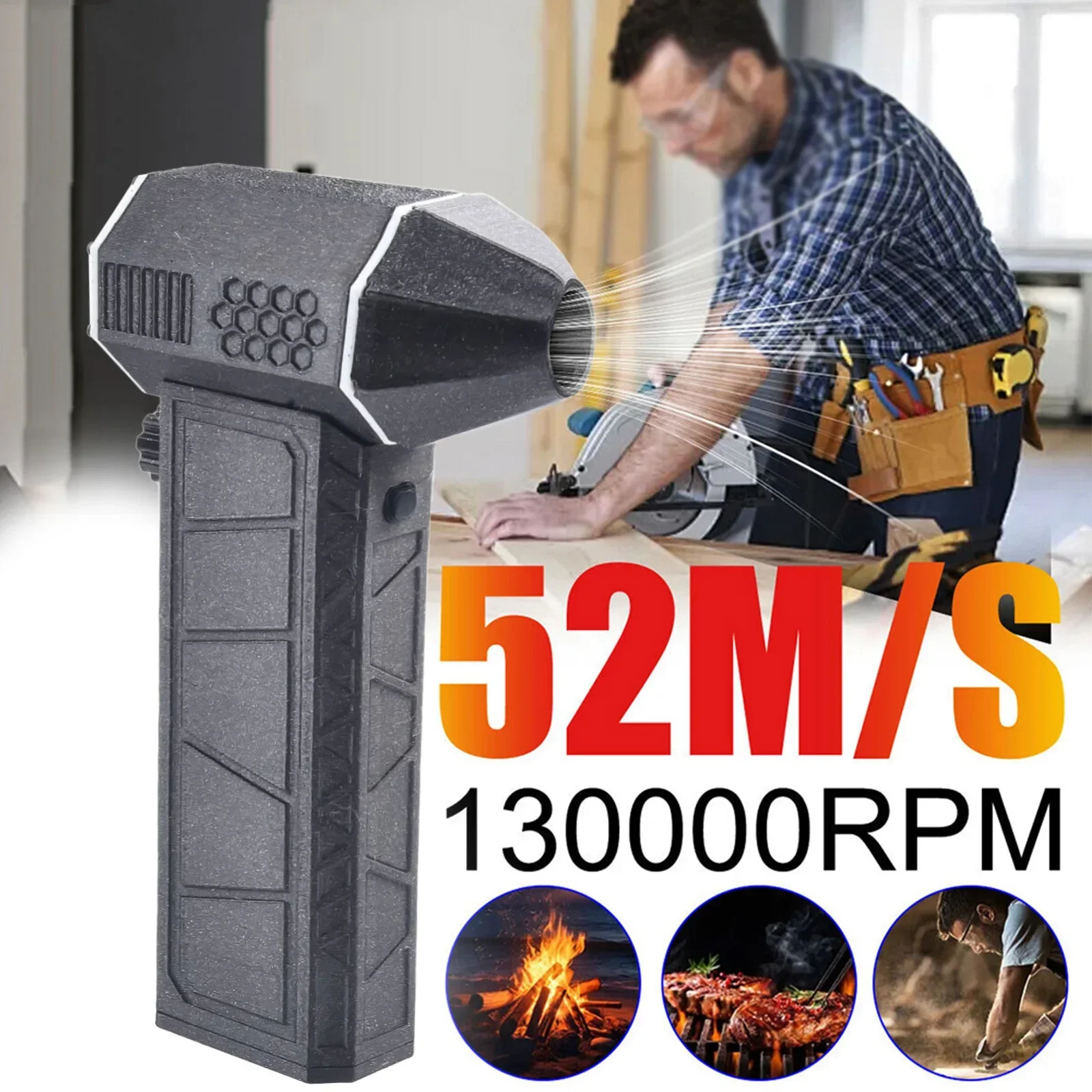 

Перезаряжаемый турбовентилятор с двигателем, жестокий турбовентилятор, беспроводной дизайн, 4000 мАч, ABS, черный удар, длительный срок службы батареи, изготовленный из