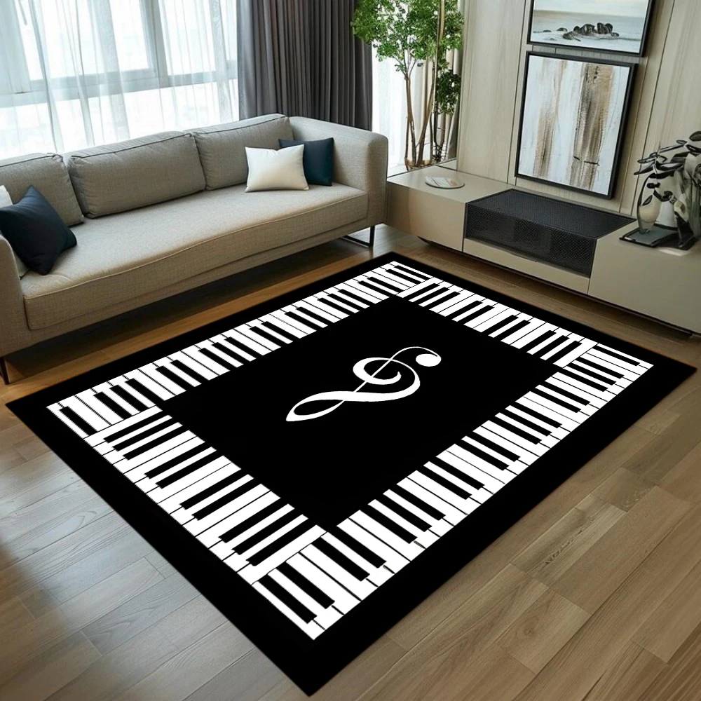 

Музыкальный ковер с клавиатурой фортепиано, современный узор с нотами, нескользящий напольный коврик для гостиной, музыкальной студии, украшение дома
