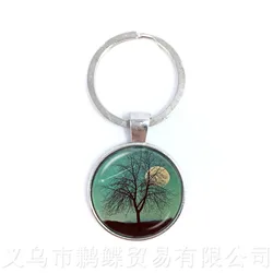 Tree of Life Keychains Tree Picture Glass Cabochon Jewelry Keyring Accessories For Men Women Gift