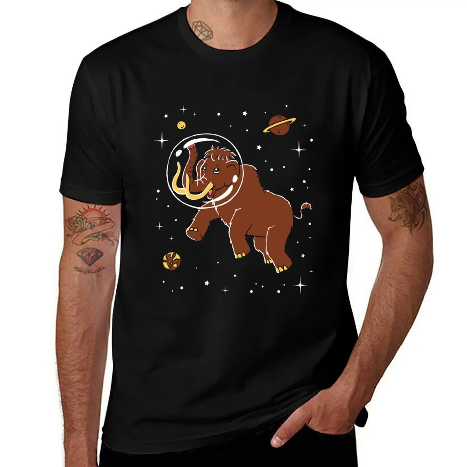 

Space In Mammoth T-Shirt - Cute Cartoon Wooly Mammoth T-Shirt Big and Tall Solid Color T-Shirt