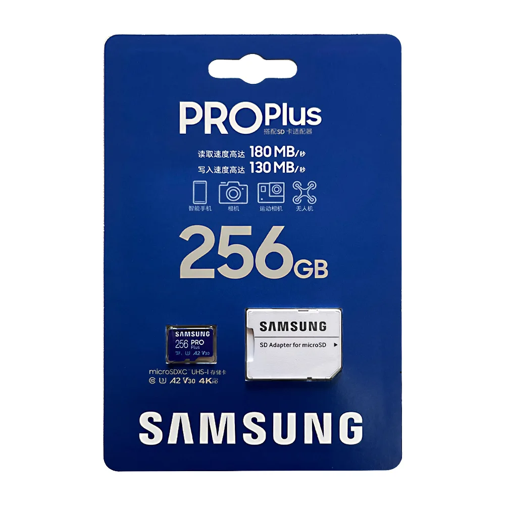 SAMSUNG Memory Card PRO Plus Micro SD Card 256GB Class 10 U3 MicroSD Card A2 V30 Trans Flash 128GB 512GB 1TB U3 4K Micro SDXC