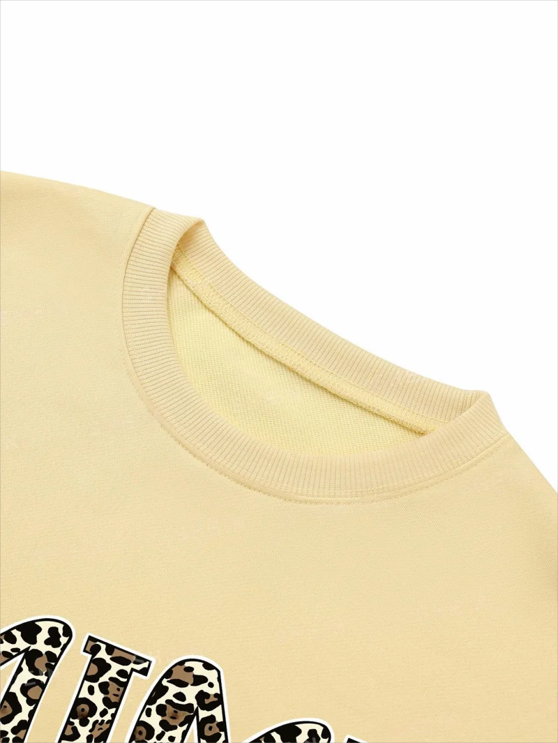 2024 new women's hoodie cute cartoon letter style printed long-sleeved hoodless crewneck sweatshirt loose casual women's clothes