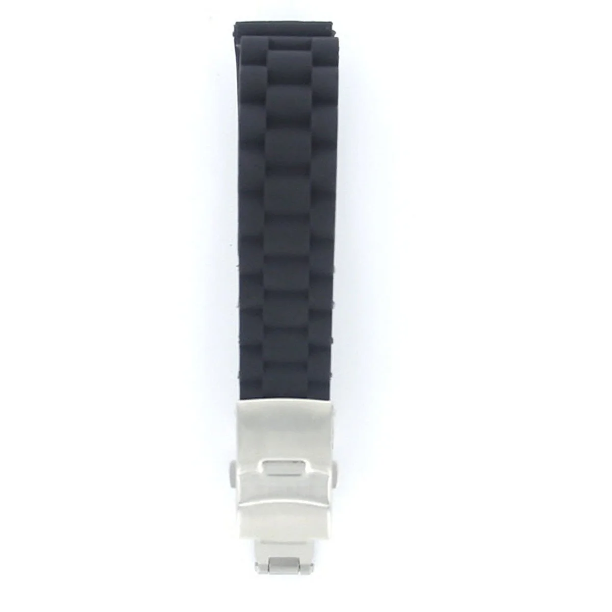 

20Mm Waterproof Black Silicone Watch Band 185Mm Stainless Steel Quick Release Clasp Durable Strap For Diver Sports Replacement