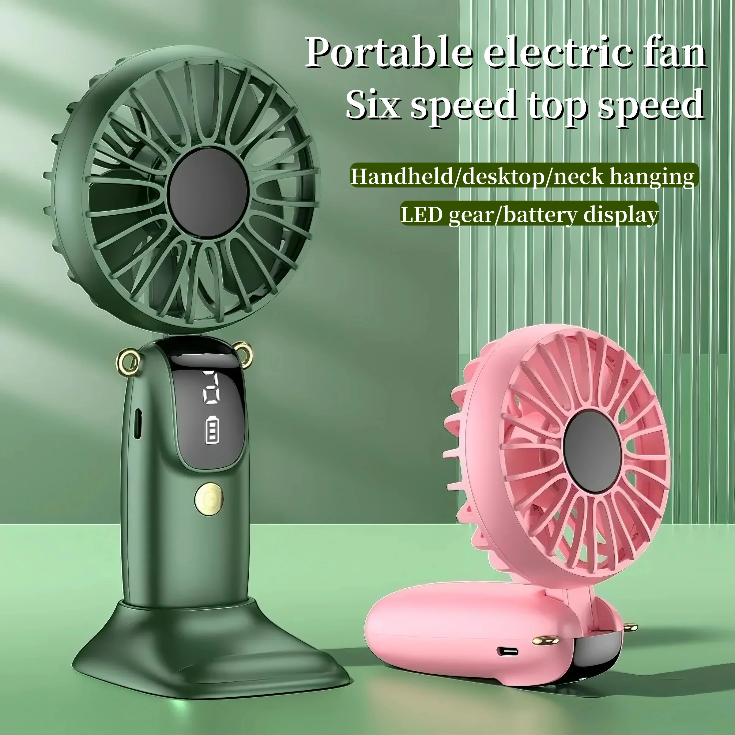 Mini ventilador portátil para colgar en el cuello, batería recargable por USB, soporte plegable para teléfono con aromaterapia para coche, hogar y oficina