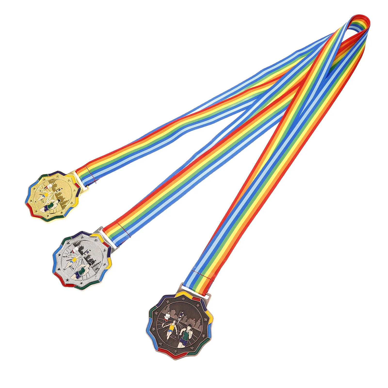 

3pcs Medals Zinc Alloy Award Trophies for Sports Competitions Hanging Award Medals Outdoor Events Memorabilia