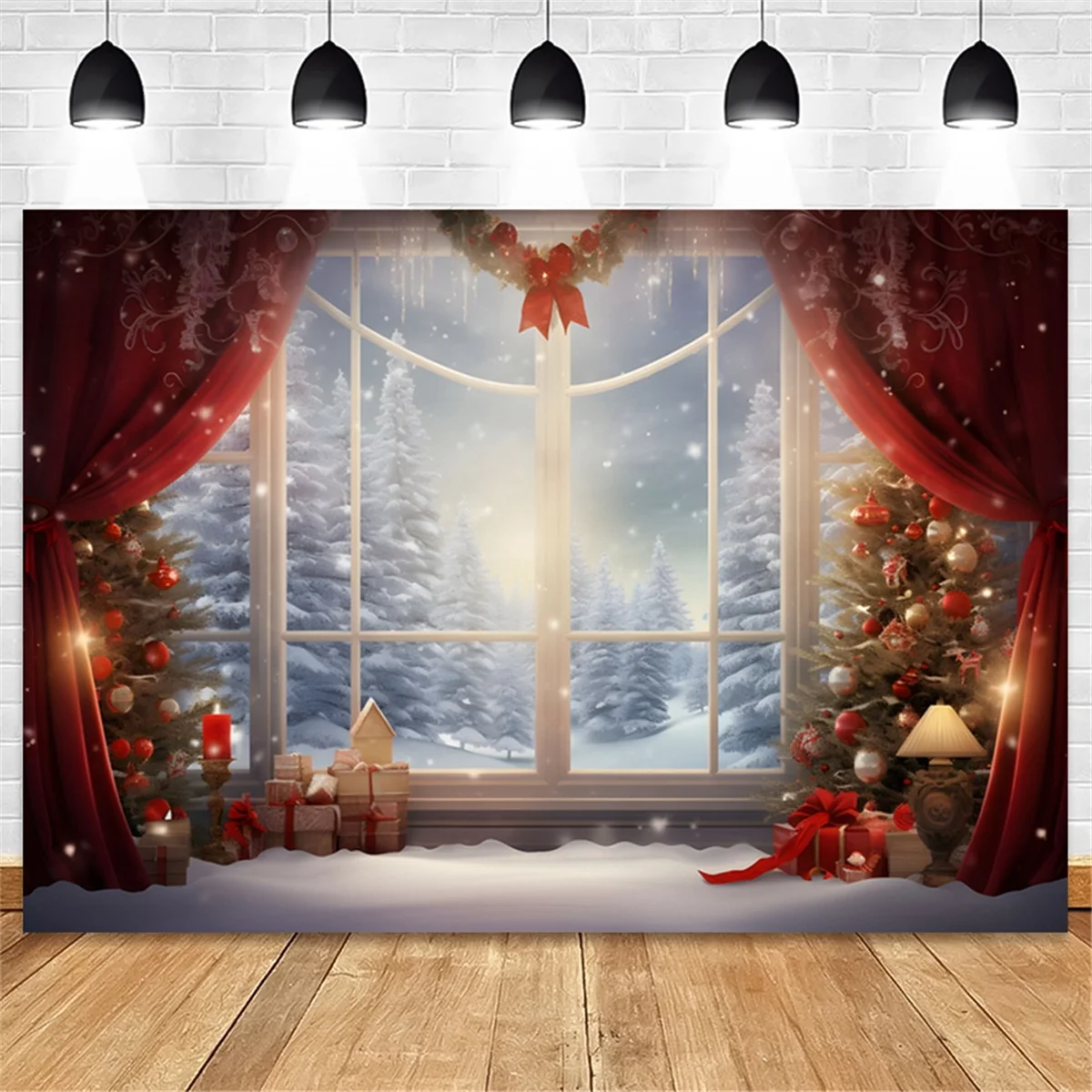 210x150cm Christmas Background Cloth Christmas Window Children Photo Studio Photo Photography Backdrops,FJAS