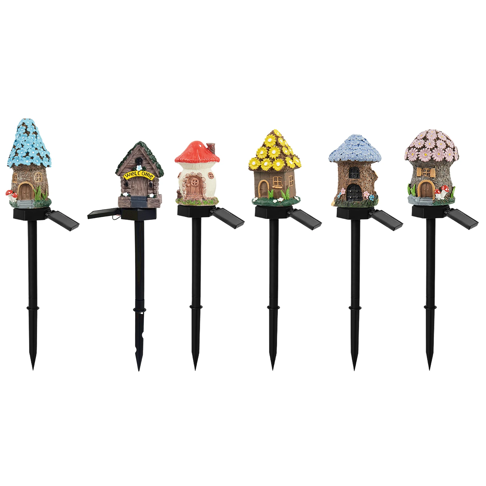 LED Waterproof Landscape Lighting Weather-Proof Solar-Powered Resin Mushrooms Statue Lamp for Yard Patio Pathway Lawn Flower Bed