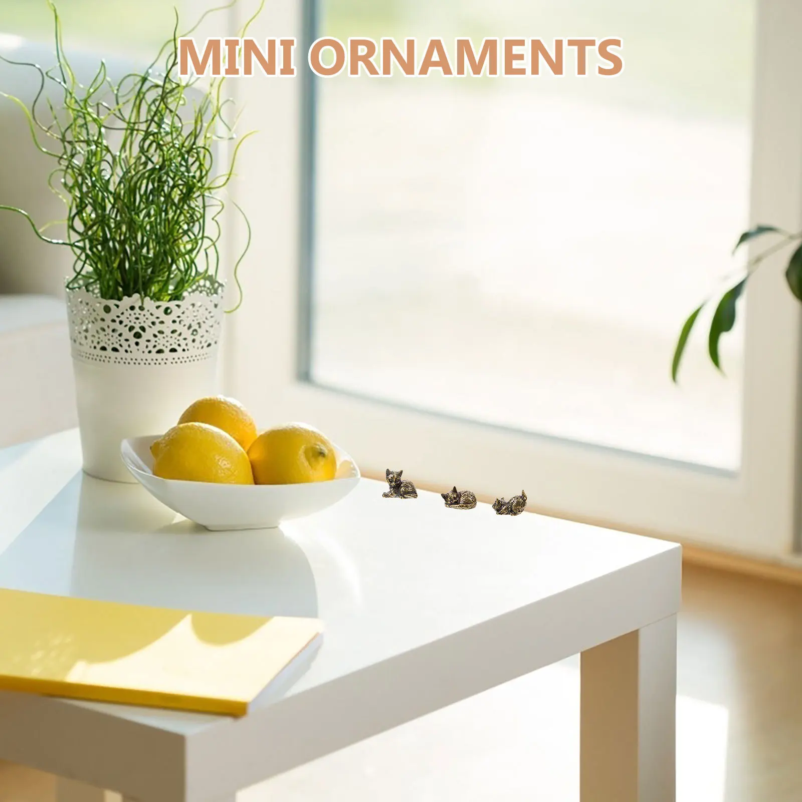 

3Pcs Elegant Brass Cat Decor Detailed Cat Modeling Statue for Room Decor Desktop Accessory Vintage Style Metal Ornament