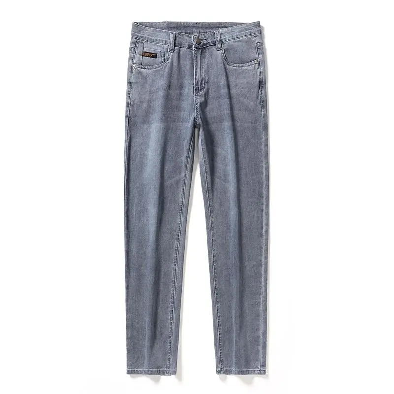 アメリカの男性のハイストリートダメージ加工ストレッチスキニージーンズパンツ秋冬ヴィンテージロングジーンズ因果多用途男性ズボン