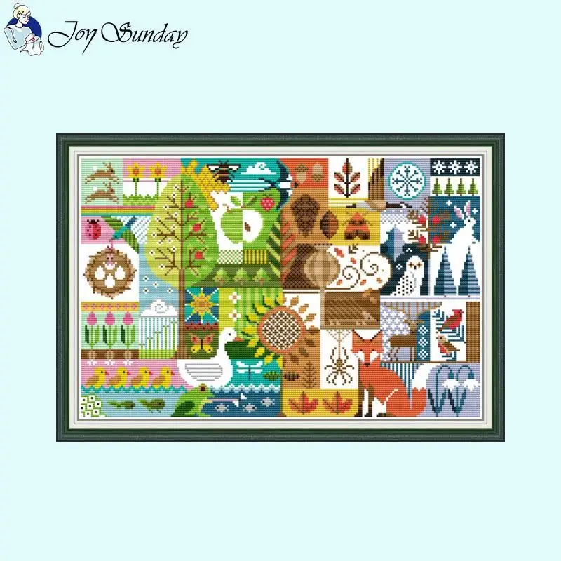 Four Seasons Art Patterns Joy Sunday Zestaw do haftu krzyżykowego 14CT Count 16CT 11CT HD Zestaw do haftu na płótnie DIY Dekoracja pokoju dziecięcego